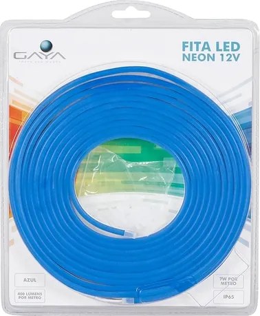 Fita De Led Neon Azul 7W Por Metro 12V Irc80 Ip65 5M