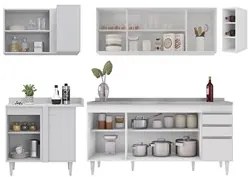 Armário de Cozinha Modulado de Canto Direito 5 Peças CP45 com Pia Inox