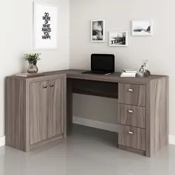 Mesa Para Escritório 2 Portas 3 Gavetas ME4100 Carvalho - Tecno Mobili