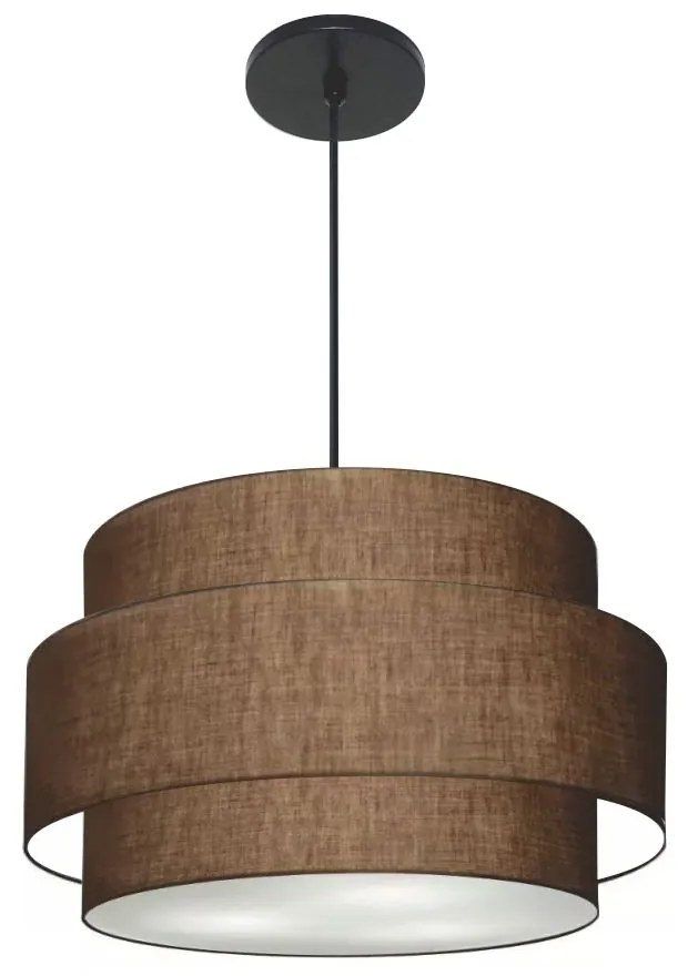 Lustre Pendente Cilíndrico Md-4384 Cúpula em Tecido Café Tam 50cm