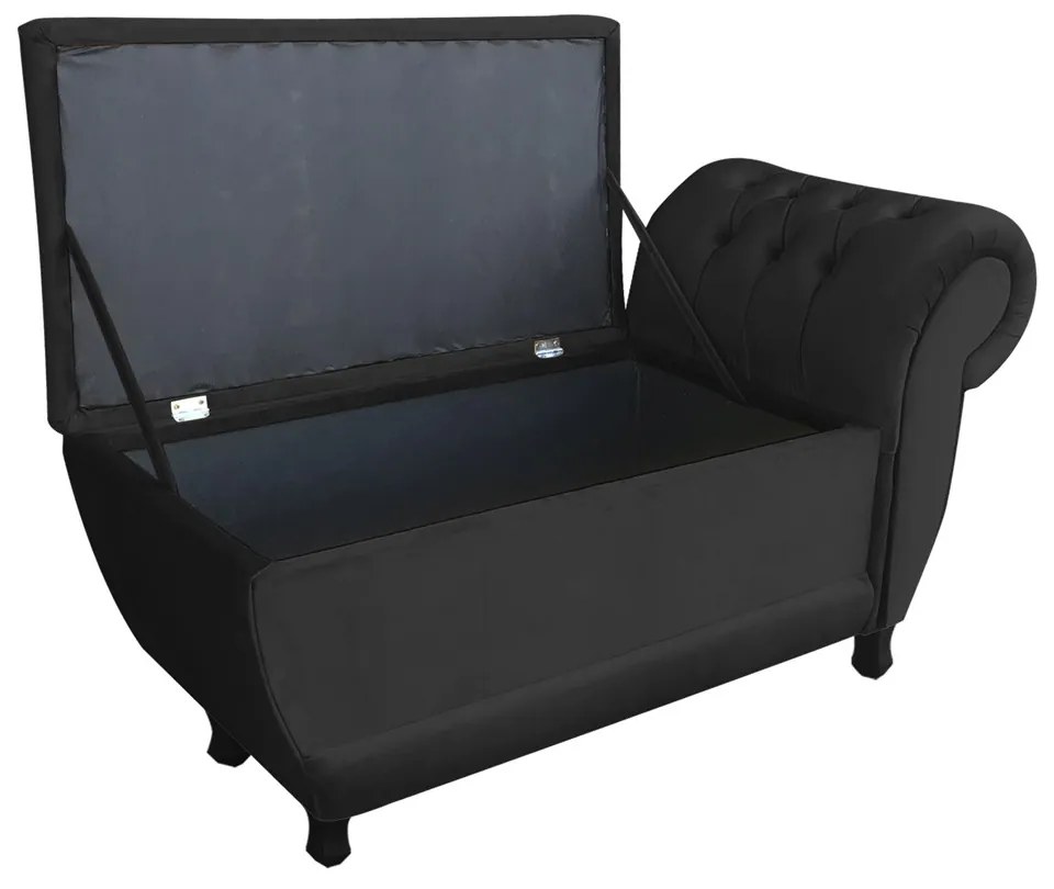 Recamier Goya Veludo - D'Rossi - Preto