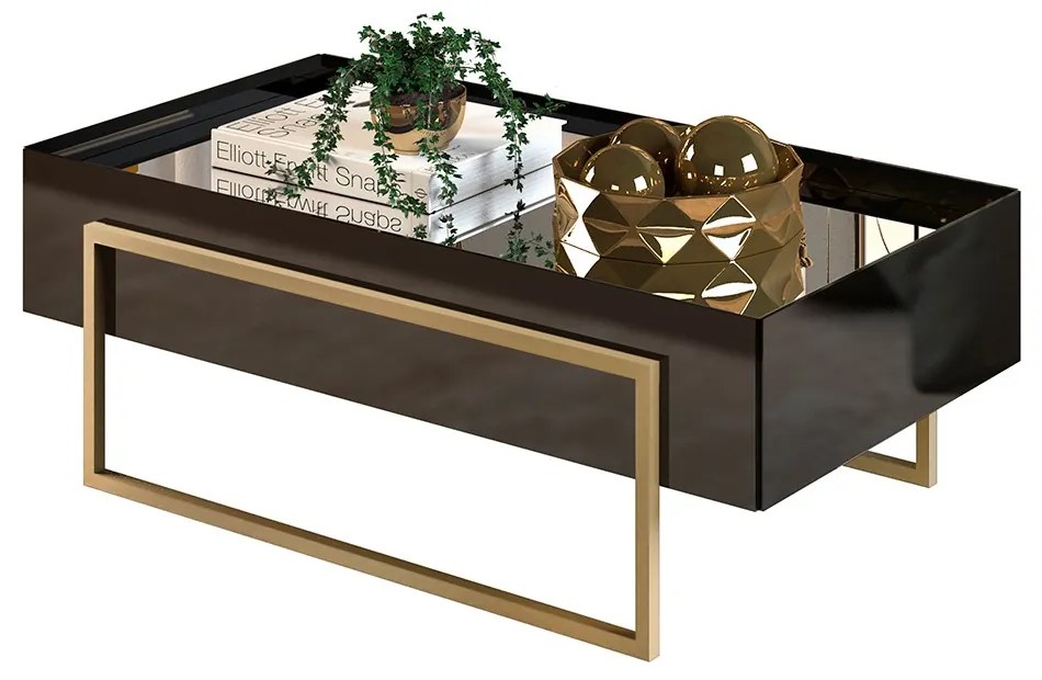 Mesa de Centro Estilo Industrial Com Espelho Suri Preto - D'Rossi