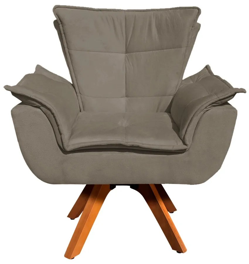 Poltrona Sala de Estar Giratória MM30 Opalla Suede D03 - D'Rossi - Marrom Rato
