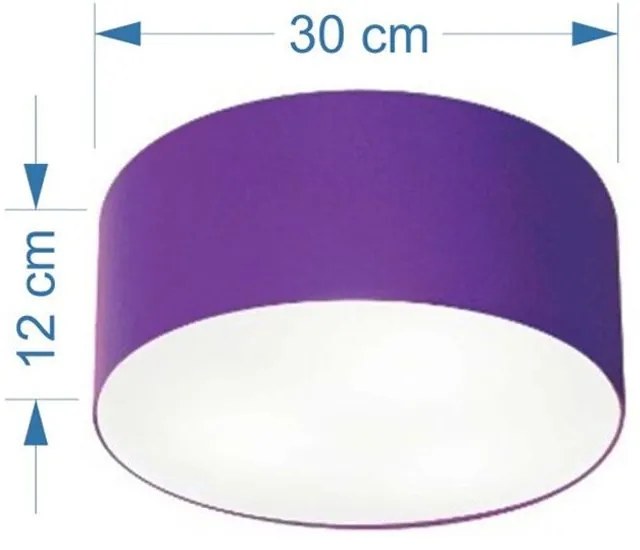 Plafon Cilíndrico Md-3010 Cúpula em Tecido 30x12cm Roxo - Bivolt