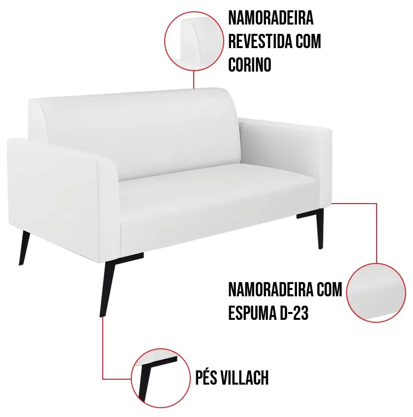 Sofá Namoradeira Pés Villach Marisa Corino D03 - D'Rossi - Branco