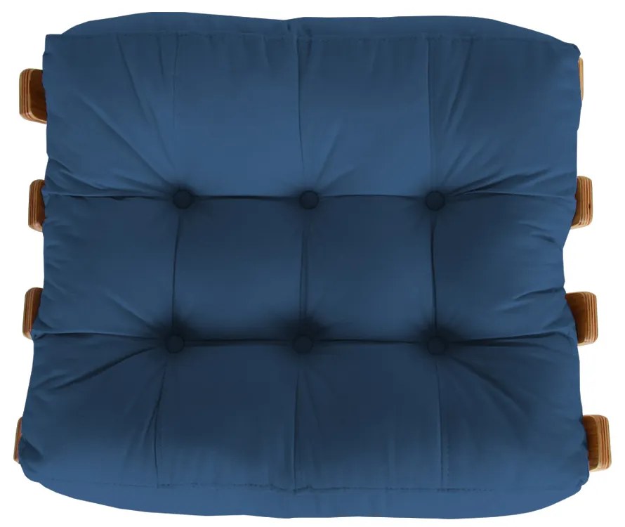 Puff Decorativo Sala de Estar Costela Rib Suede Azul Marinho