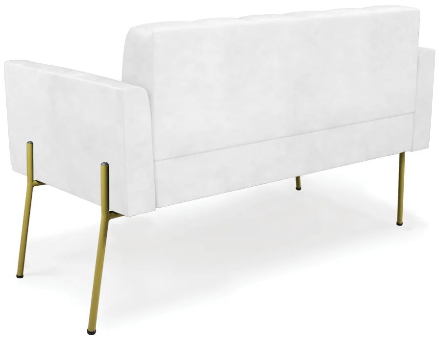 Sofá Namoradeira 2 Lugares Pé de Ferro Dourado Elisa Corano D03 - D'Rossi - Branco