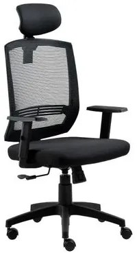 Cadeira para Escritório Presidente Giratória Ergonômica New Opus Roal Preto Encosto em Tela