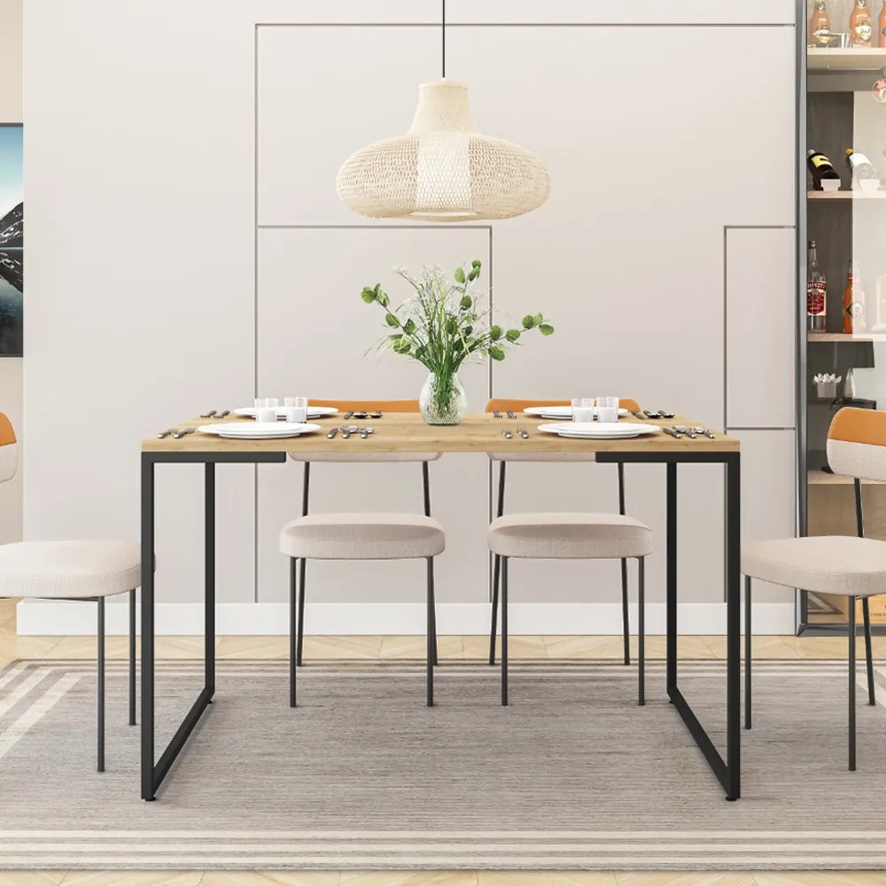 Mesa Para Computador Escrivaninha Industrial Porto 135cm Natural/Preto - D'Rossi