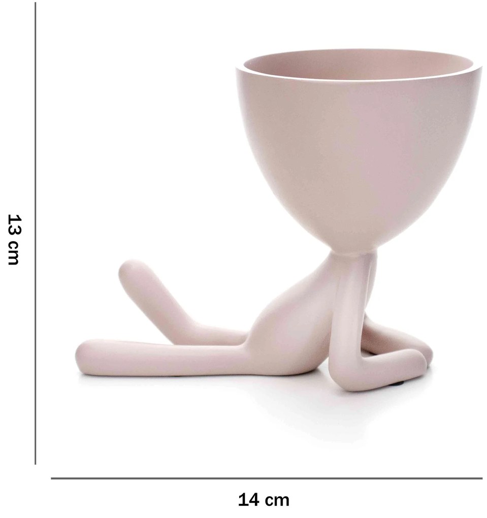 Vaso Decorativo Bob Robert Plant Deitado Em Poliresina Rosa 13x14x10 Cm - D'Rossi