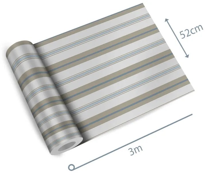 Papel de parede adesivo listrado marrom cinza e azul