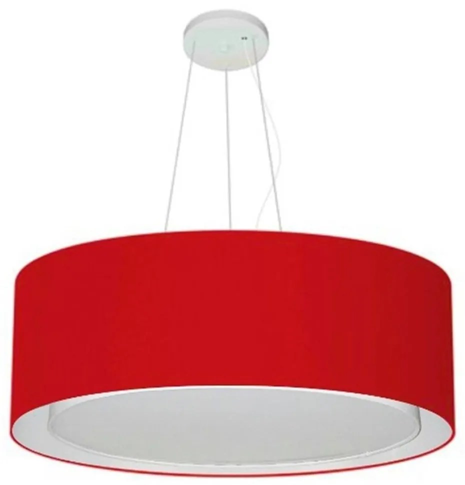 Lustre Pendente Cilíndrico Duplo Md-4126 Cúpula em Tecido 80x30cm Bordo - Bivolt