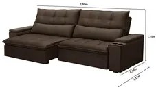 Sofá Retrátil Reclinável 3 Lugares 250cm Moritz F05 Veludo Marrom - Mp