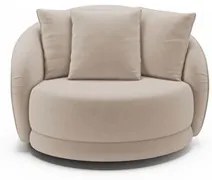 Kit 2 Poltronas Decorativa Giratória para Sala Kaly M22 Veludo Bege -