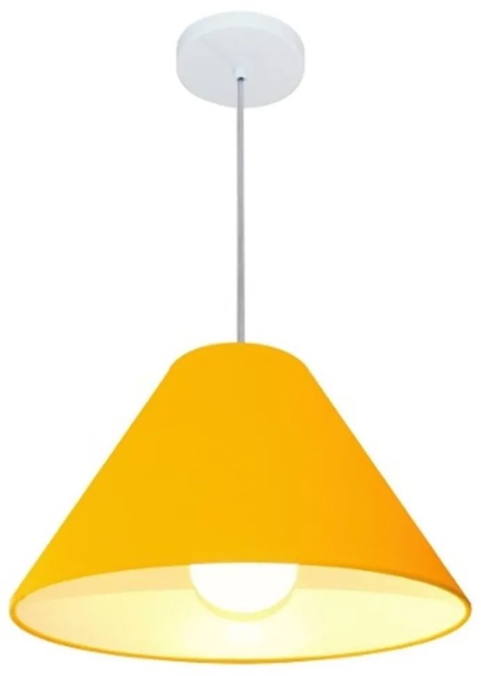 Lustre Pendente Cone Md-4078 Cúpula em Tecido 25/40x15cm Laranja - Bivolt