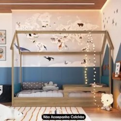 Cama Infantil Montessoriana Casinha Infix C06 Aveiro/Azul - Mpozenato