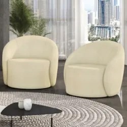 Poltrona Sala Decorativa Redonda Kit 2 Steve Boucle Bege I01  - Mpozen