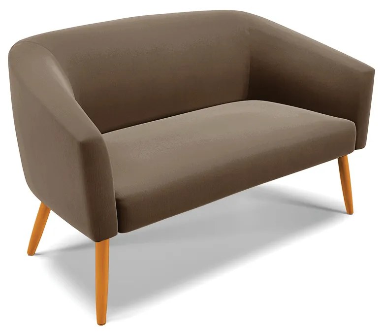 Namoradeira e 2 Poltronas Pé Palito Castanho Stella Suede D03 - D'Rossi - Marrom
