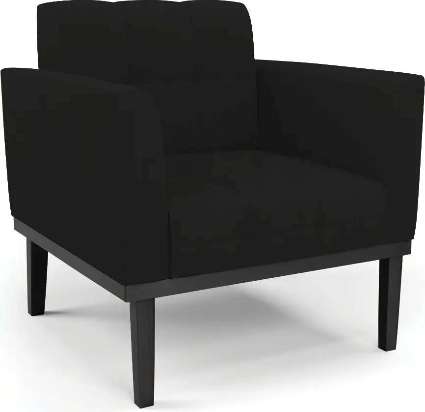Poltrona Decorativa Karen Pés Fixo em Madeira Preto Linho Preto G19 - Gran Belo