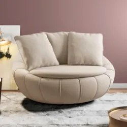 Poltrona Decorativa Redonda Giratória com Almofadas Saphire Z32 Veludo