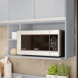 Suporte Microondas Aéreo 81cm com Nicho Adega Miami Cinza Claro - Lumi