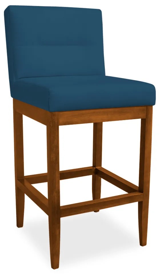 Kit 2 Banquetas Valencia Base de Madeira Maciça Veludo Azul Marinho