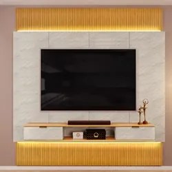 Painel Para TV 85 Pol Canelado Extensível Piso ao Teto D04 Quartzo/Ced