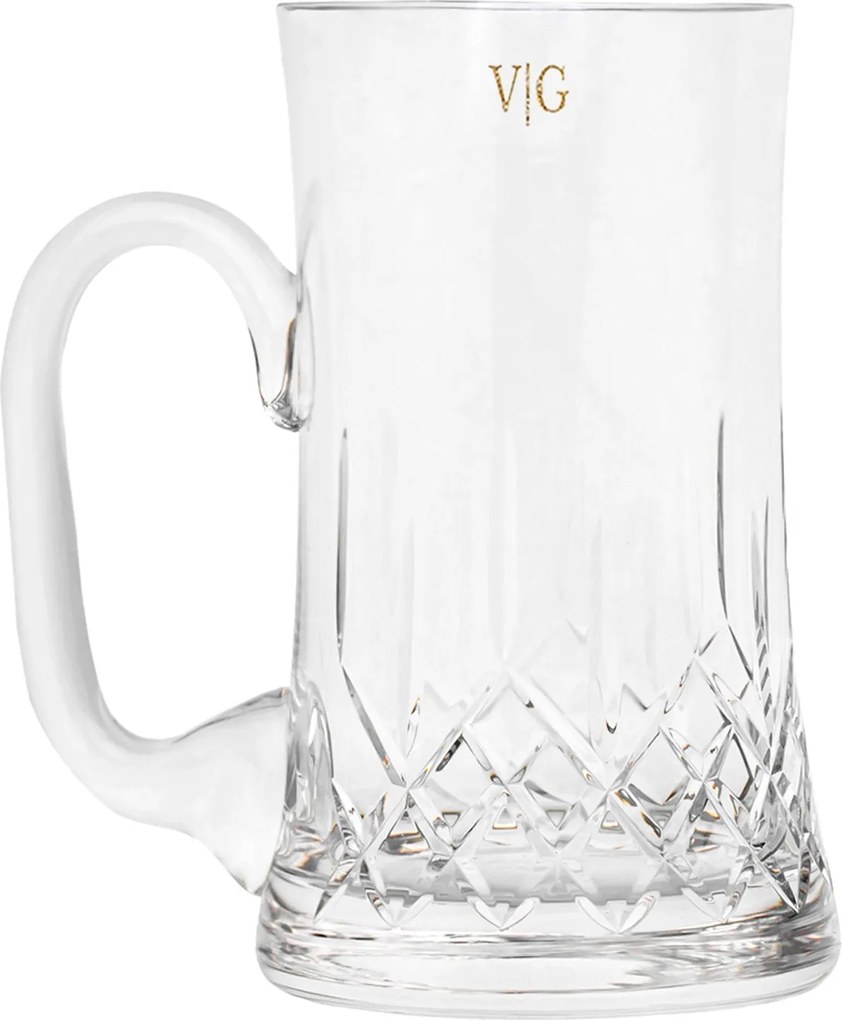 Caneca Chopp C/ Alça Lapidado Artesanalmente - Incolor  Incolor - 01