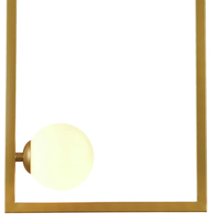 Pendente Balanço 60X30Cm 3Xg9 Retangular Vertical Metal Dourado Vidro...
