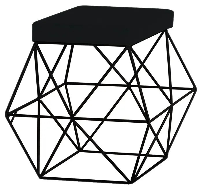 Puff Decorativo Sala de Estar Base Preto Trixie Suede Preto G41 - Gran Belo
