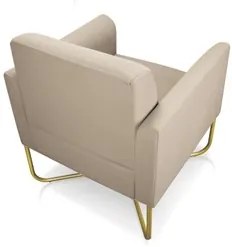 Kit 2 Poltronas Decorativas Base Industrial X Dourada Maressa S03 Sued