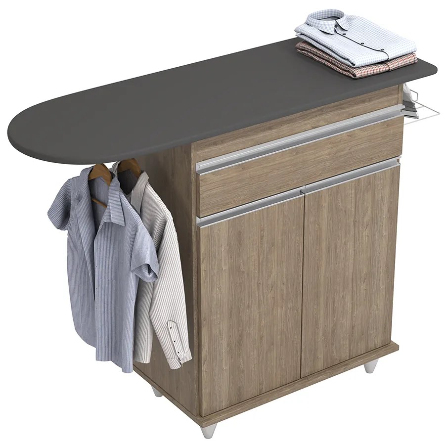 Tábua de Passar com Balcão 02 Portas Alice 119 cm L06 - D'Rossi - Castanho