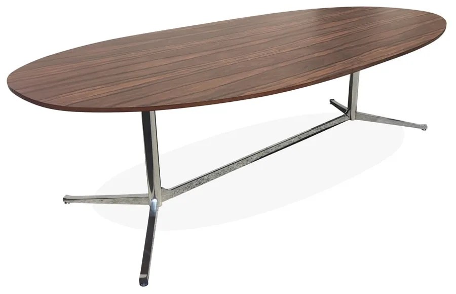 Mesa de Jantar FK2 Tampo Oval Laminado Base em Alumínio by Florence Knoll