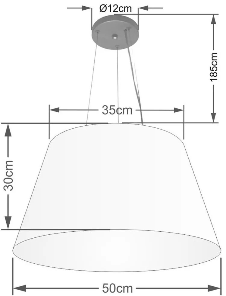 Lustre Pendente Cone Md-4141 Cúpula em Tecido 30/50x35cm Vermelho - Bivolt