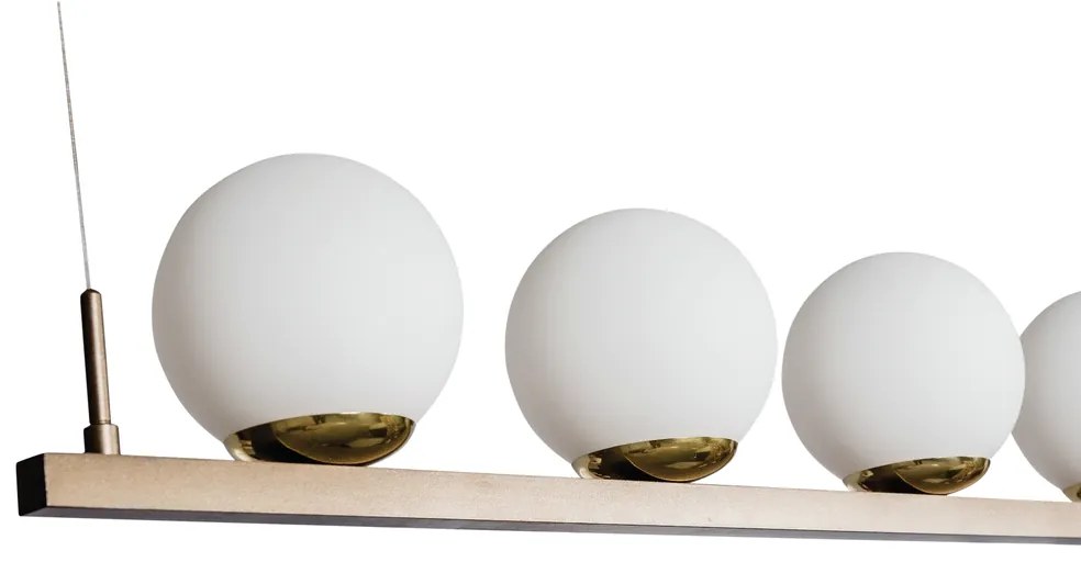 Pendente Zig 145X30Cm 6Xg9 / Cabo Aço Chumbador + Cabo Rayon / Globo Ø... (BT - Branco Texturizado, FOSCO)