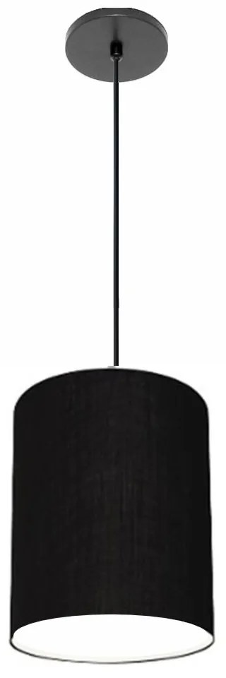 Lustre Luminária Pendente Vivare Free Lux PE-4104PR Cúpula em Tecido 15x25cm