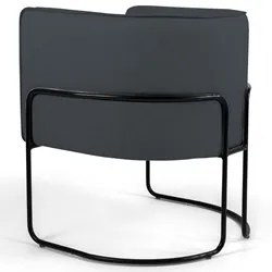 Poltrona Decorativa Base Aço Betina C-317 Veludo Cinza - Domi