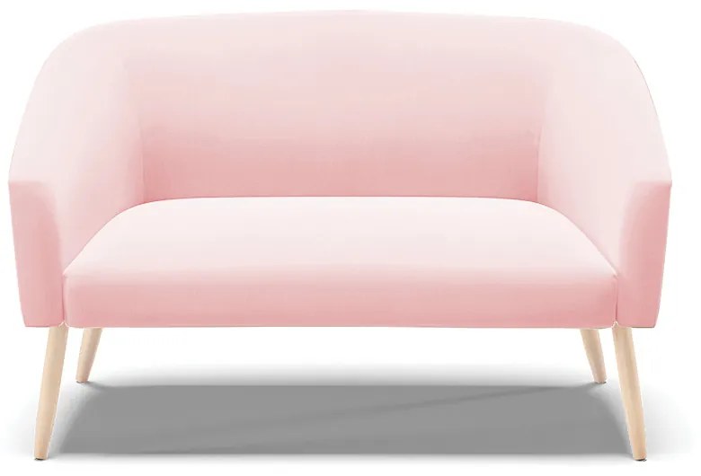 Namoradeira 02 Lugares Stella Suede Rosa Bebê Pés Palito Natural - D'Rossi