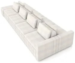 Sofá Ilha e Puff Sala Living 505cm Siesta Z32 Boucle Bege Claro - Mpoz
