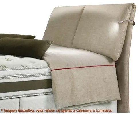 Cabeceira Super Confort Zila Bege com Luminaria Casal 1,60 MT (LARG) - 49418 Sun House