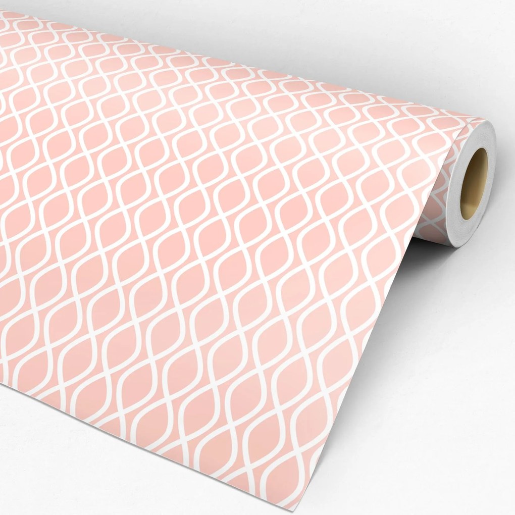 Papel de Parede Geométrico Rosa e Branco 0.52m x 3.00m