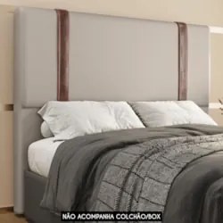 Cabeceira Cama Box Queen 160cm Estofada Glory Sintético Bege Z04 - Mpo