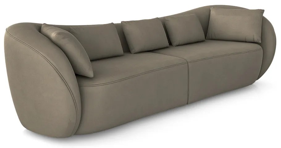 Sofá Bipartido Sala de Estar Diamond 292cm com Almofadas Soltas Veludo Marrom G52 - Gran Belo