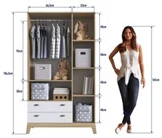 Guarda Roupa Infantil 108cm 3 Portas 2 Gavetas Favo de Mel 006 Itapuã/