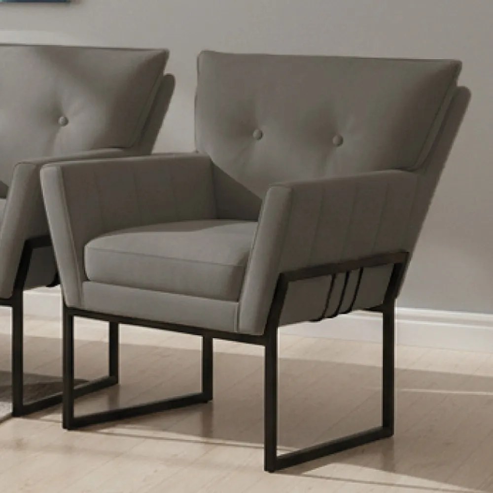 Poltrona Anitta Base Industrial Preto Suede Grafite D03 - D'Rossi