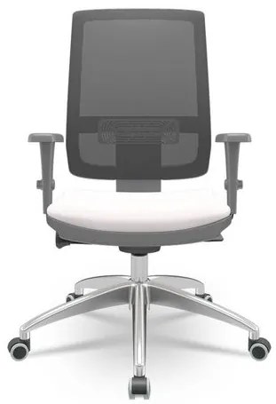 Cadeira Brizza Diretor Grafite Tela Preta com Assento Vinil Eco Branco Base Autocompensador Aluminio - 65803 Sun House
