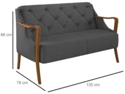 Kit Namoradeira 135cm e 2 Poltronas Decorativas Capitonê Lapa Z32 Linh