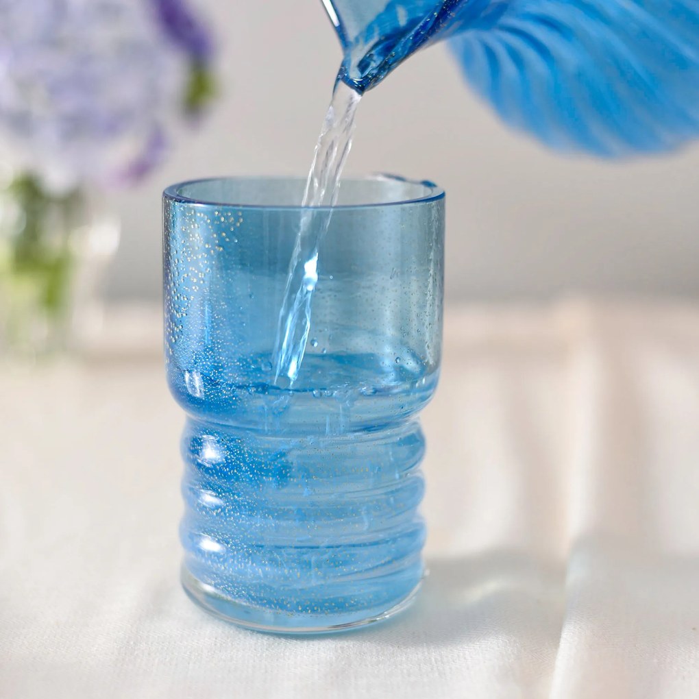 Copo Murano Malva C/ Ouro - Degradê Azul Aqua  Degradê Azul Aqua