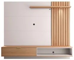 Painel Bancada Suspensa para TV até 65 Pol. Ripado 180cm Tocantins Off