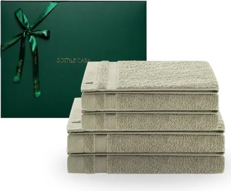 Jogo de Banho 4 pçs Trussardi 100% Algodão Marini c/ Caixa de Presente Natal - Pistacchio Pistacchio